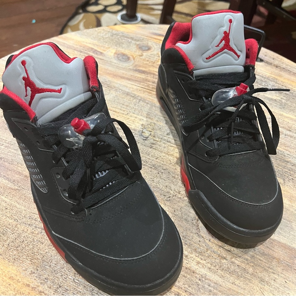 Black and Red Jordan retro 5’s Low Sneakers